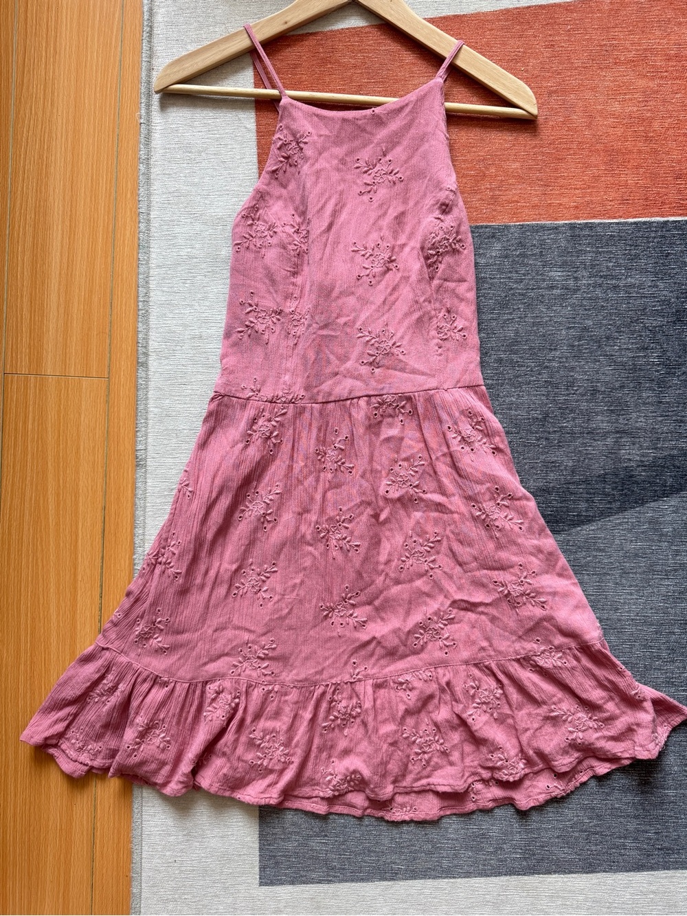 Hollister Pink Embroidered Floral Dress